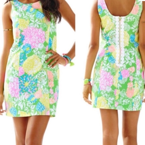 Lilly Pulitzer Dresses & Skirts - Lily Pulitzer Hibiscus Stroll Cathy Shift Dress Sz 12 Tropical Preppy Vacation